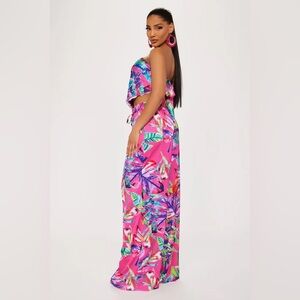 Vibrant Multicolor Strapless Pants Set